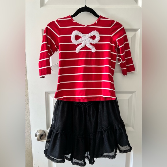 Hanna Andersson Other - Hanna Andersson red and white striped shirt and black tulle skirt Size 8